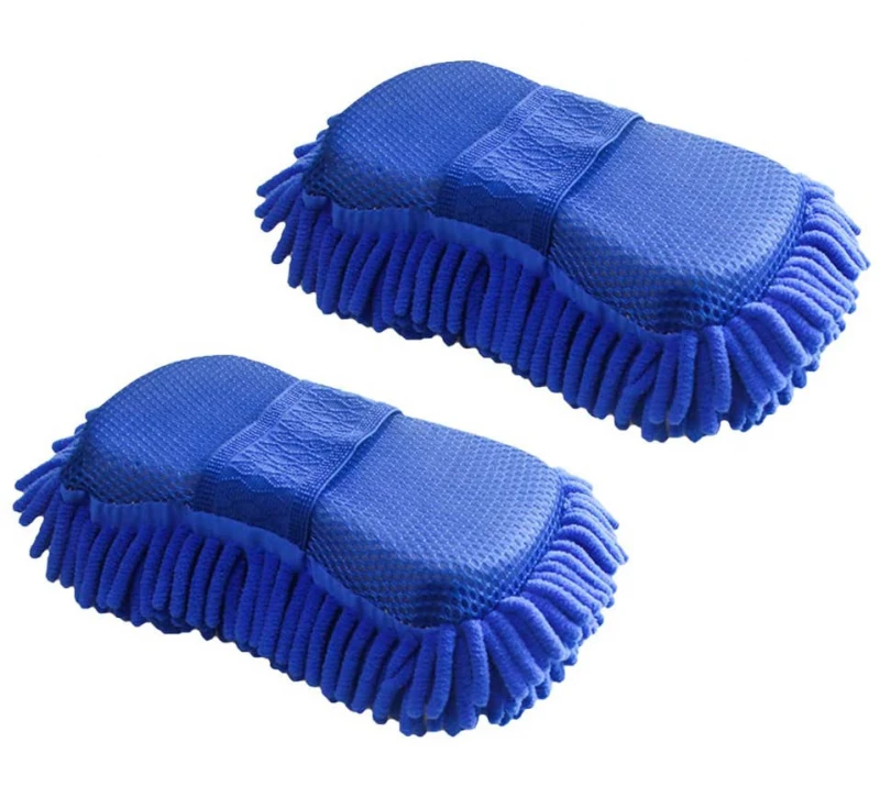 Car Microfibre Microfiber Chenile Duster(2 Pcs) with Sponge & Grip. 2 in 1. Car Accessories. Useful for Cleaning Car, Glass, Motorcycle, Bike, Mirror, Tile Etc.