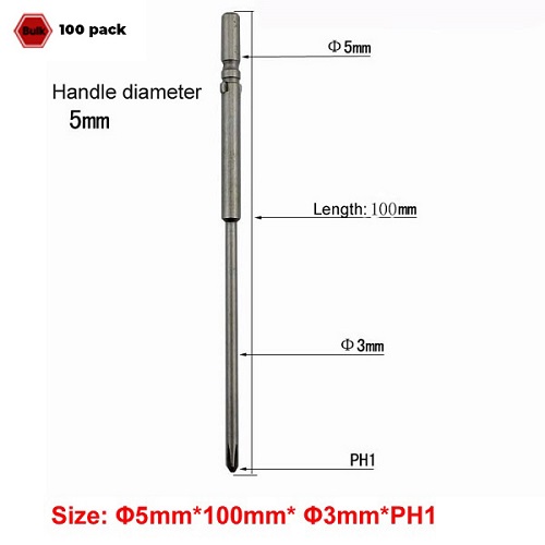 801 Electric Screwdriver Bits 5X100X3.0X1 (Pack of 100)