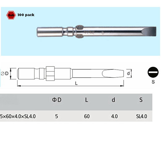 801 Screwdriver Bit 5X60X4.0XSL4.0 (Pack of 100)