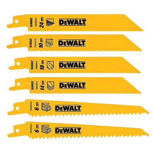 DW4856 Metal/Woodcutting Reciprocating Saw Blade Set, 6-Piece