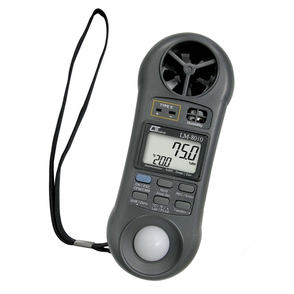 LM-8010 4 in 1, Anemometer with air flow (CMM, CFM) + Humidity meter + Light meter + Thermometer