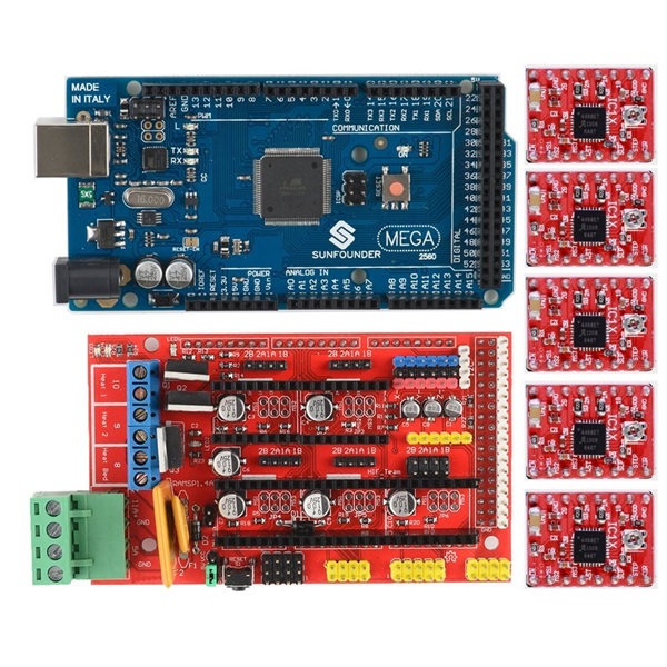 RAMPS 1.4 3D Printer controller+Mega2560 with cable compatible with Arduino +5Pcs A4988 Driver with heat sink Kit