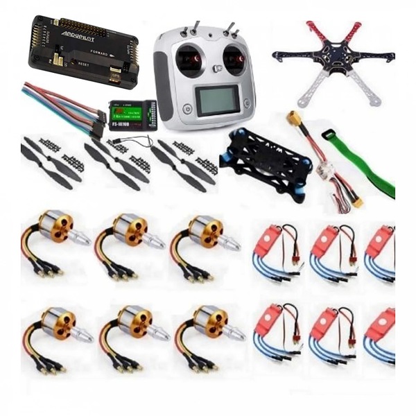 Hexacopter Drone Combo with APM 2.8 and 10ch FlySky FS-I6S (Motor + ESC + Propeller + Flight Controller + Frame + TX-RX Flysky FSi6+ Power module + Belt)