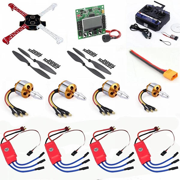 Quadcopter Drone Combo Kit for beginner (Motor + ESC + Propeller + Flight Controller + Frame + TX-RX)