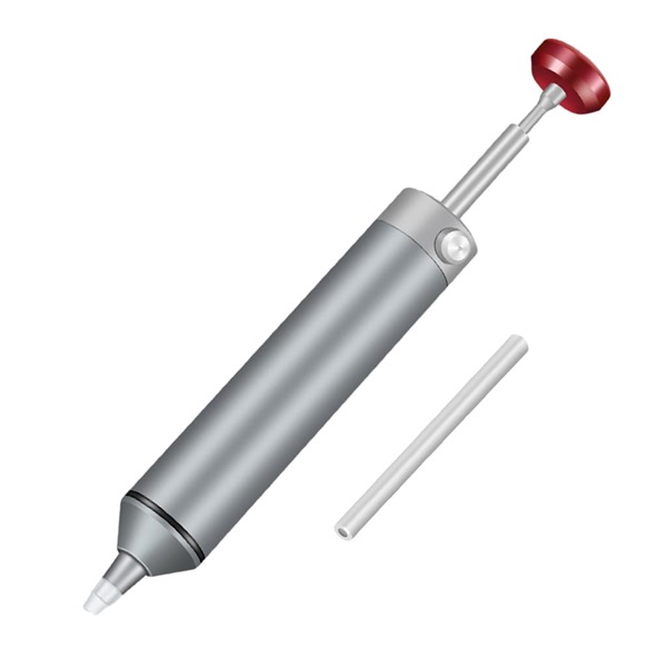 Solder Sucker No Clog Aluminium Desoldering Pump, Soldering Tools with Powerful Vacuum Suction for Removal & Repair, Heat Resistant Silicone Suction Nozzle, Replacement Silicone Tube included