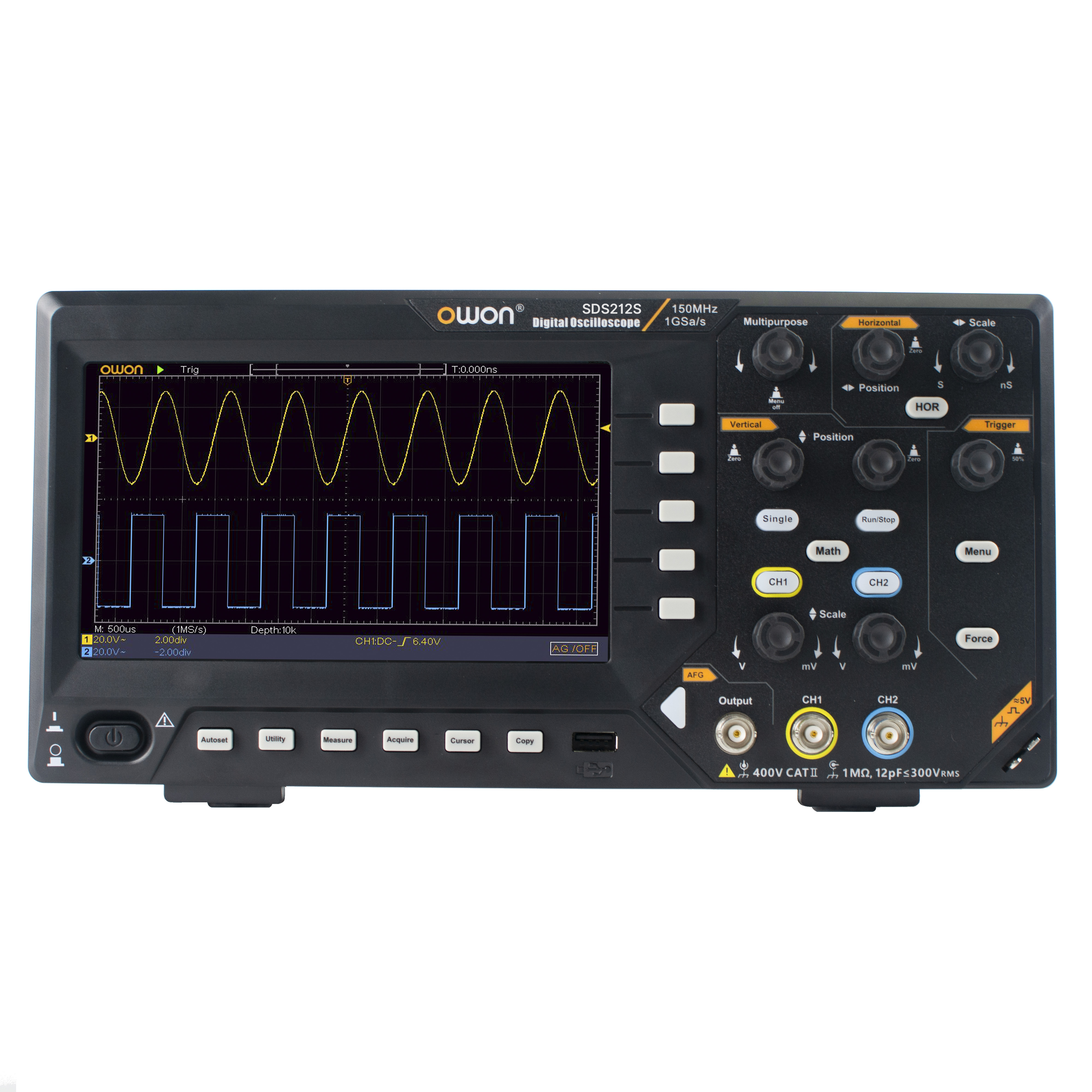 SDS212S Digital Oscilloscope- 120Mhz, 2Channel + Function Generator