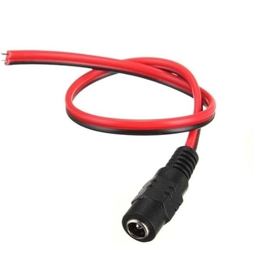 5mm DC Jack Socket Female Connector with Wire Moulded 15cm