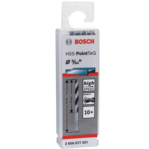 HSS Twist Drill Bit PointTeQ 9/64- Pack of 10
