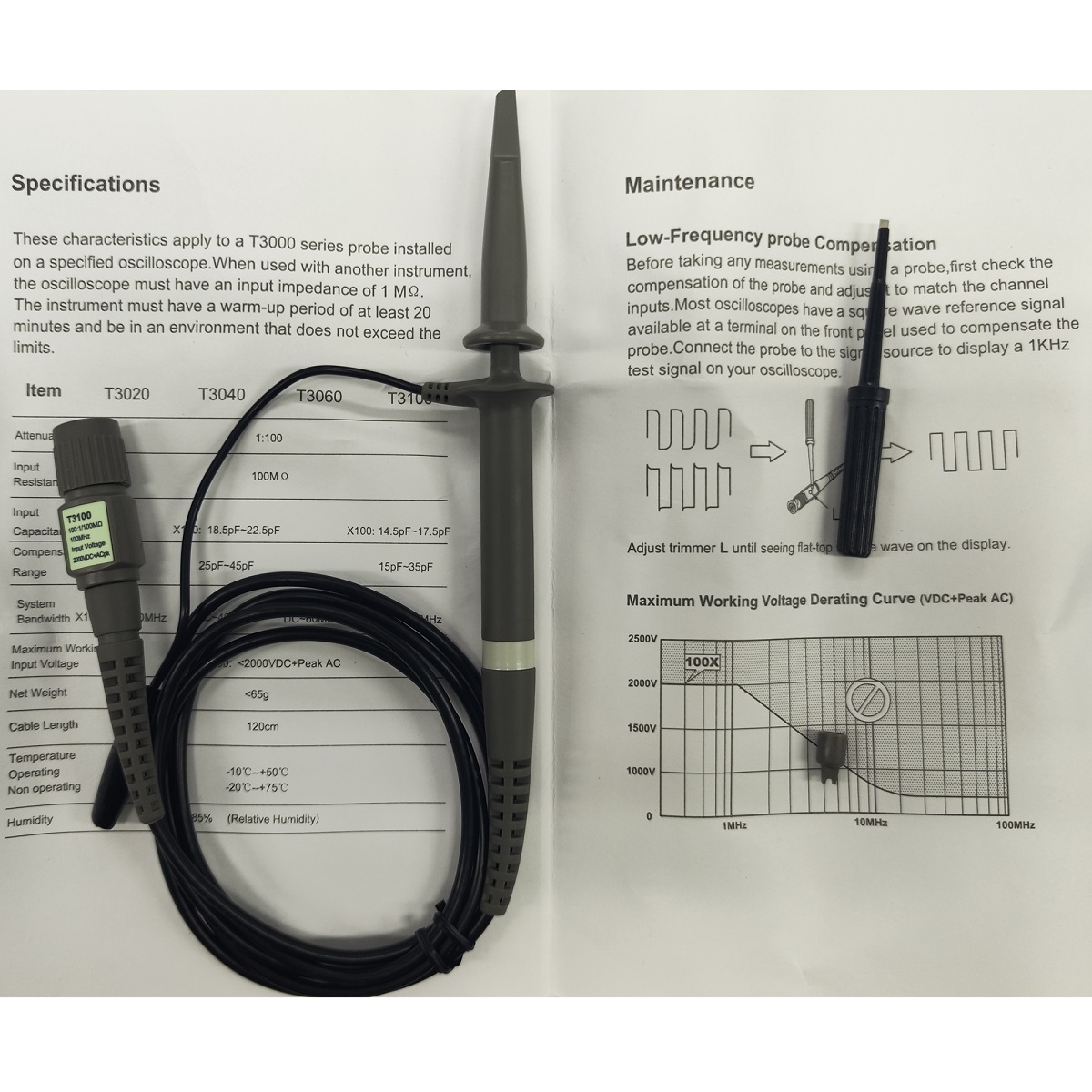 High-Voltage x100 Probe (T3100)- 100Mhz