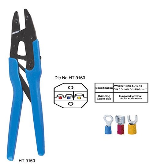 HT-9160 Insulated 22-10 AWG Q DIES Crimping Tool 0.34-6.0 MM2